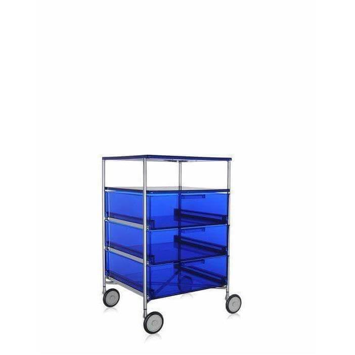 Mobil 3-Drawer Storage With Wheels and Extra Shelf - Curated - Furniture - Kartell