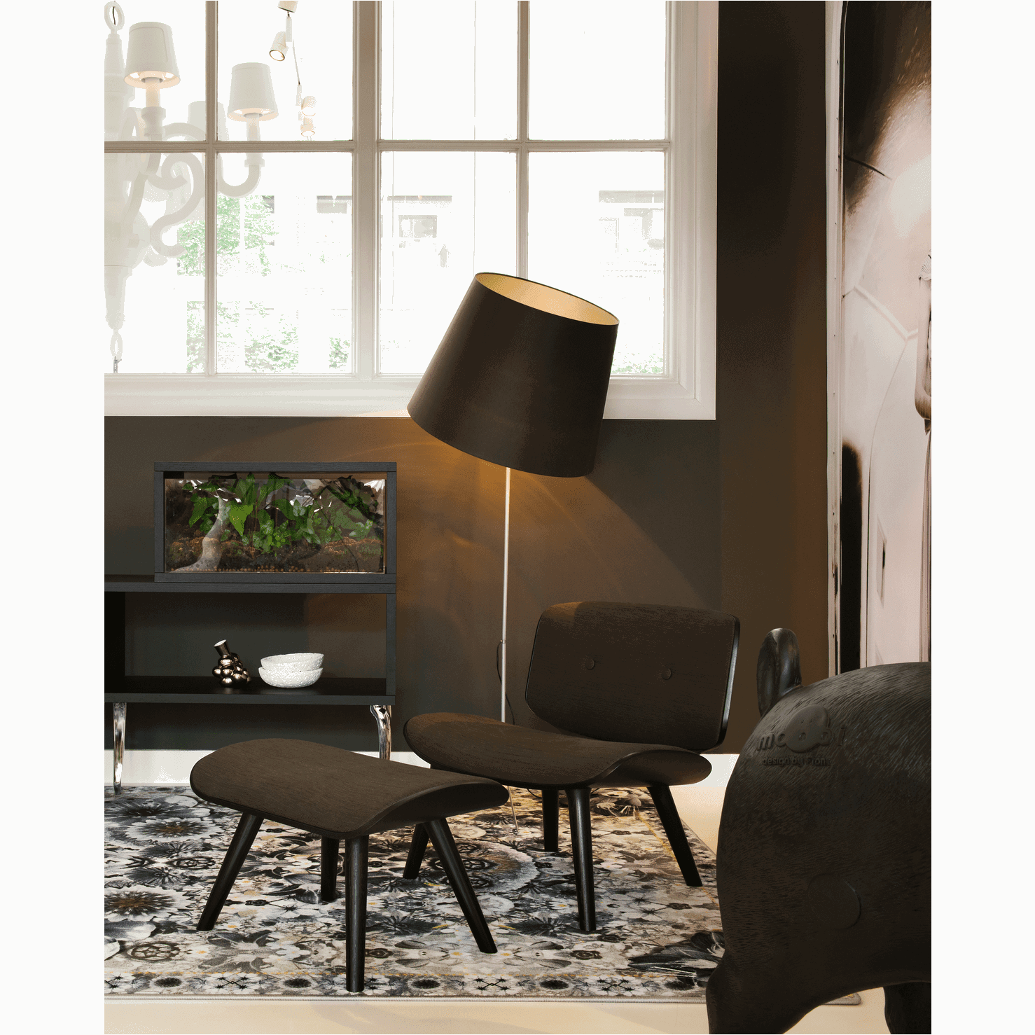 Double Shade Floor Lamp - Curated Lighting $1000-$2000, Black, floor, in stock and ready to ship, Marcel Wanders, Moooi, White