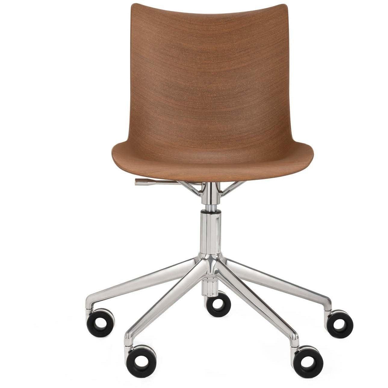 P/Wood Adjustable Height Desk Chair with Wheels - Curated - Furniture - Kartell
