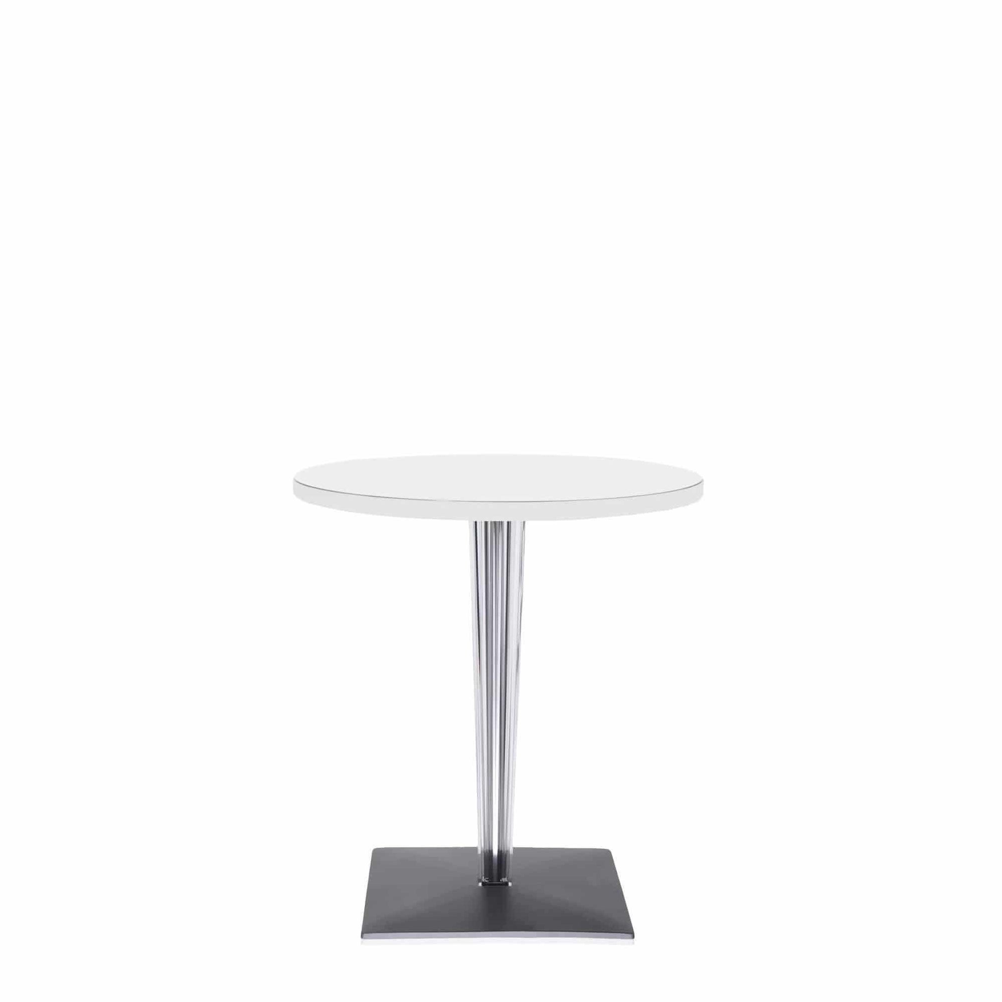 Toptop 23" Round Café Table with Square Pleated Leg and Square Base - Curated - Furniture - Kartell